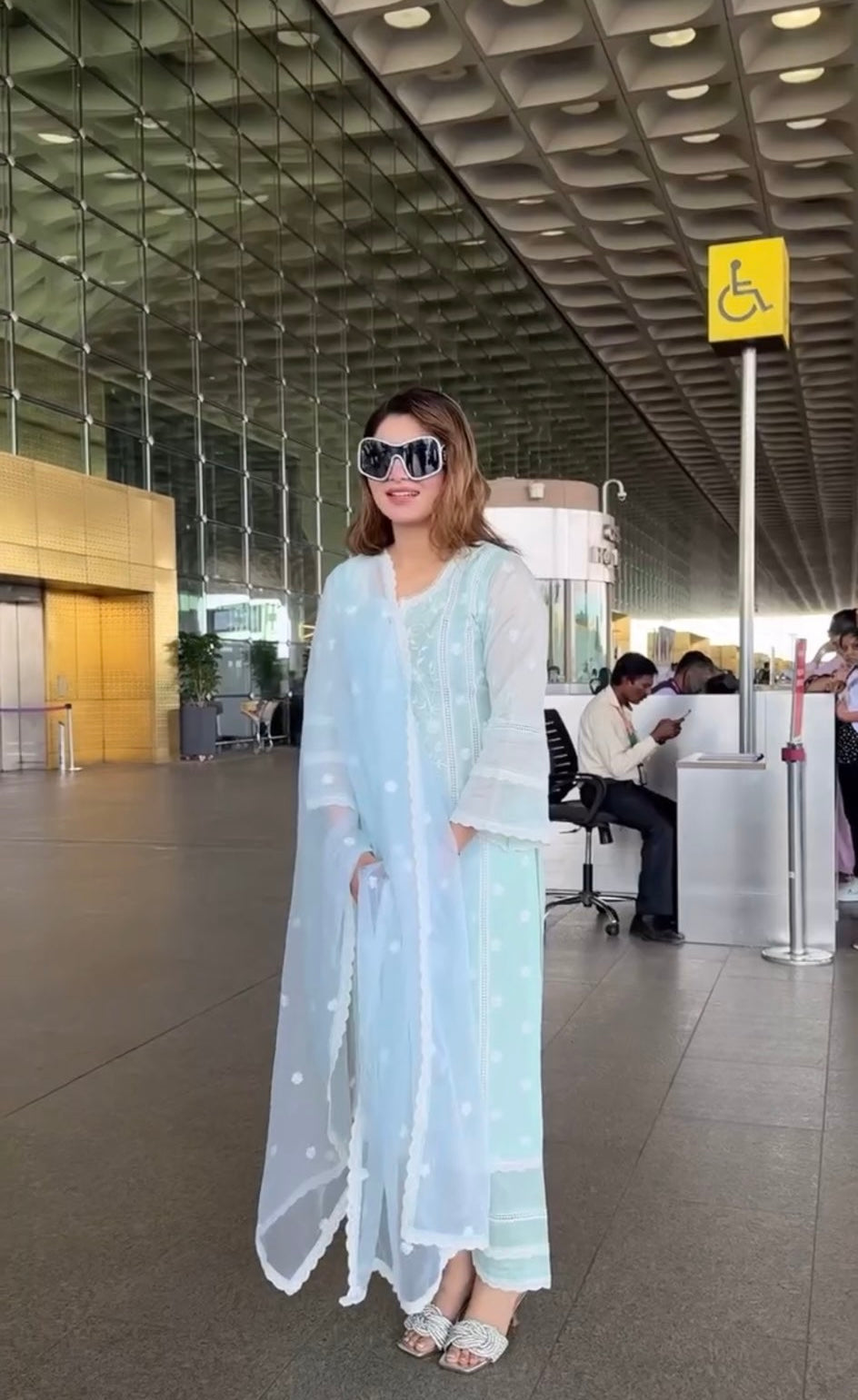 Urvashi Rautela in Gulbahar - Mint Green Embroidered Suit Set.