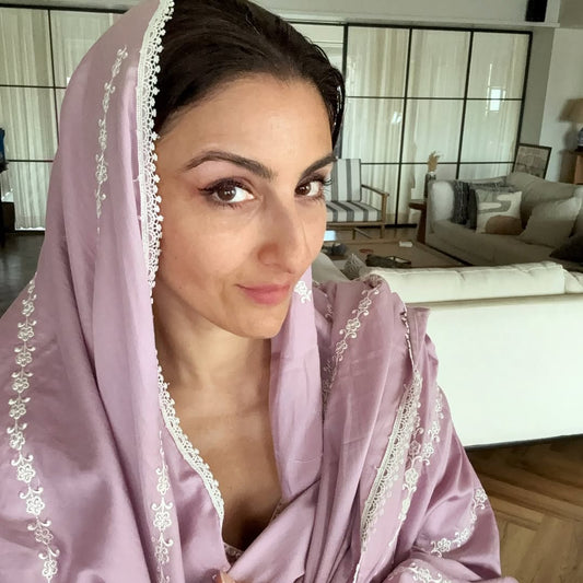 Soha Ali Khan in MEGHA - Lavender Cotton Suit Set