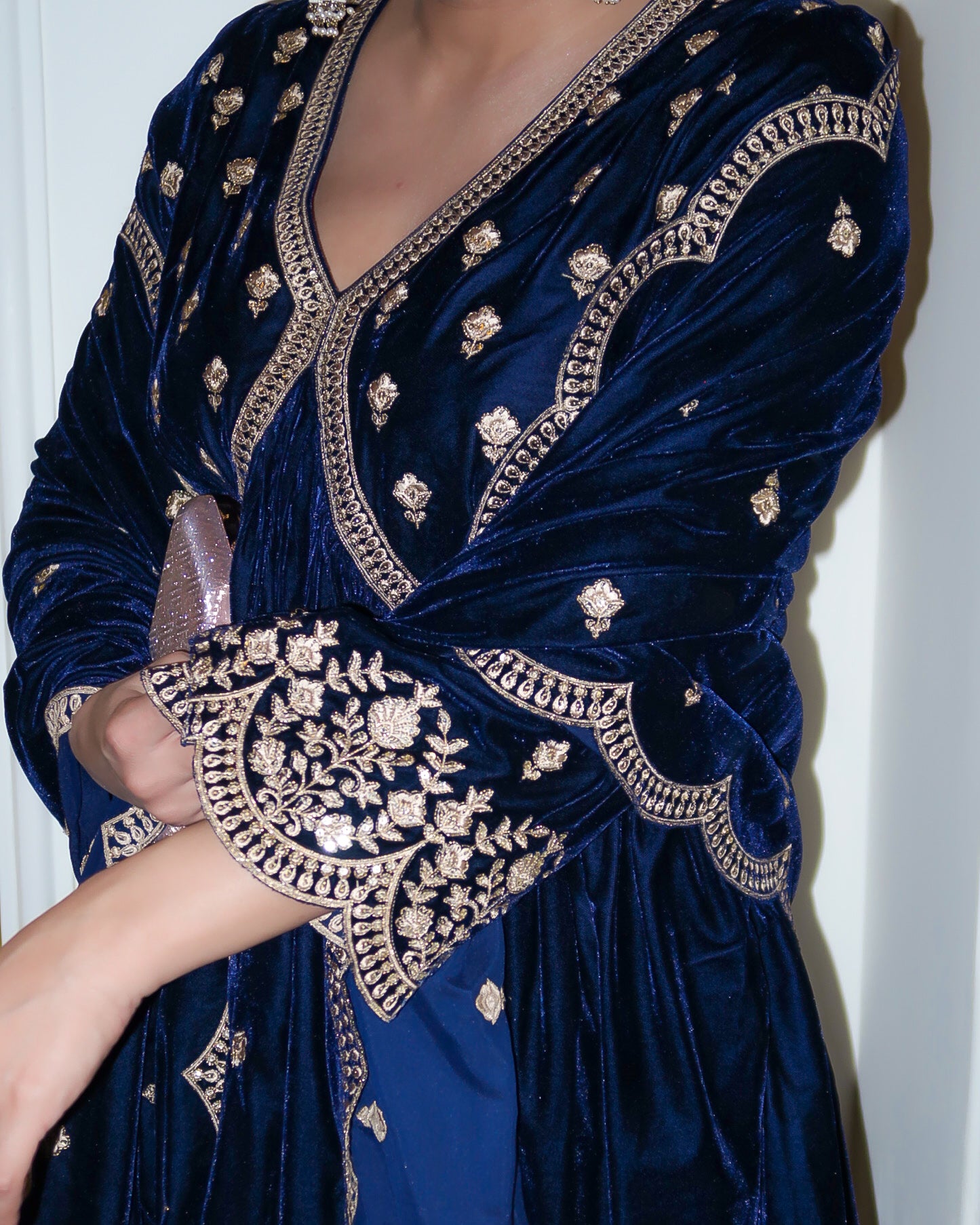 ISHA CHAWLA In SUR - Velvet Blue Anarkali Set
