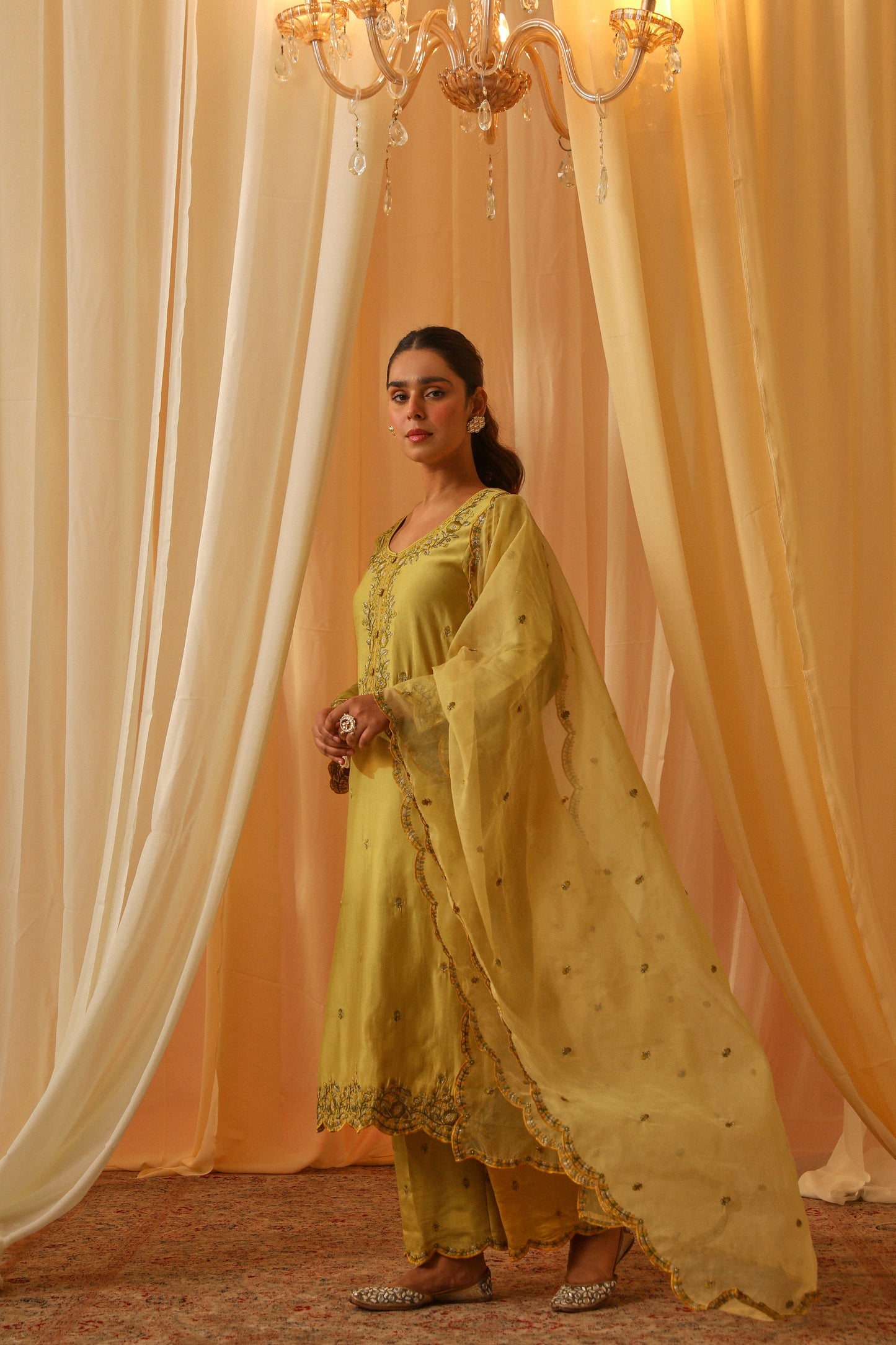 Shonima Kaul in ANYA - Yellow Chanderi Suit Set