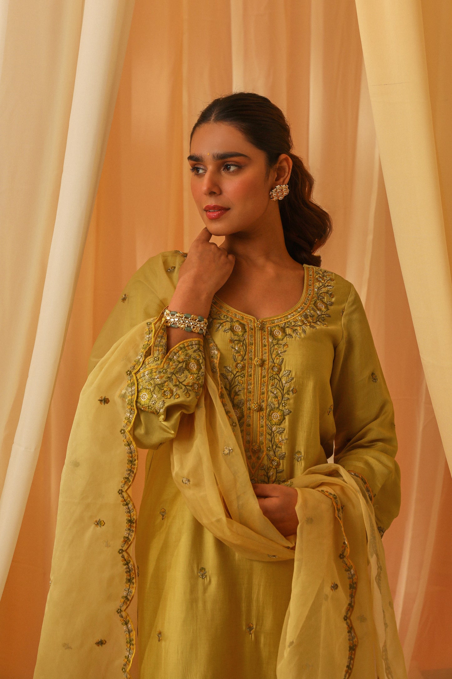 Shonima Kaul in ANYA - Yellow Chanderi Suit Set