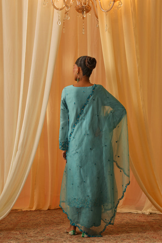 ZIYA - Blue Chanderi Suit Set