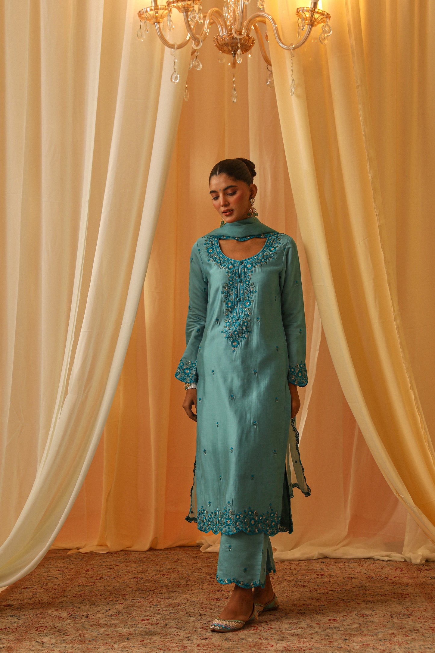 Shivani Kapoor in ZIYA - Blue Chanderi Suit Set