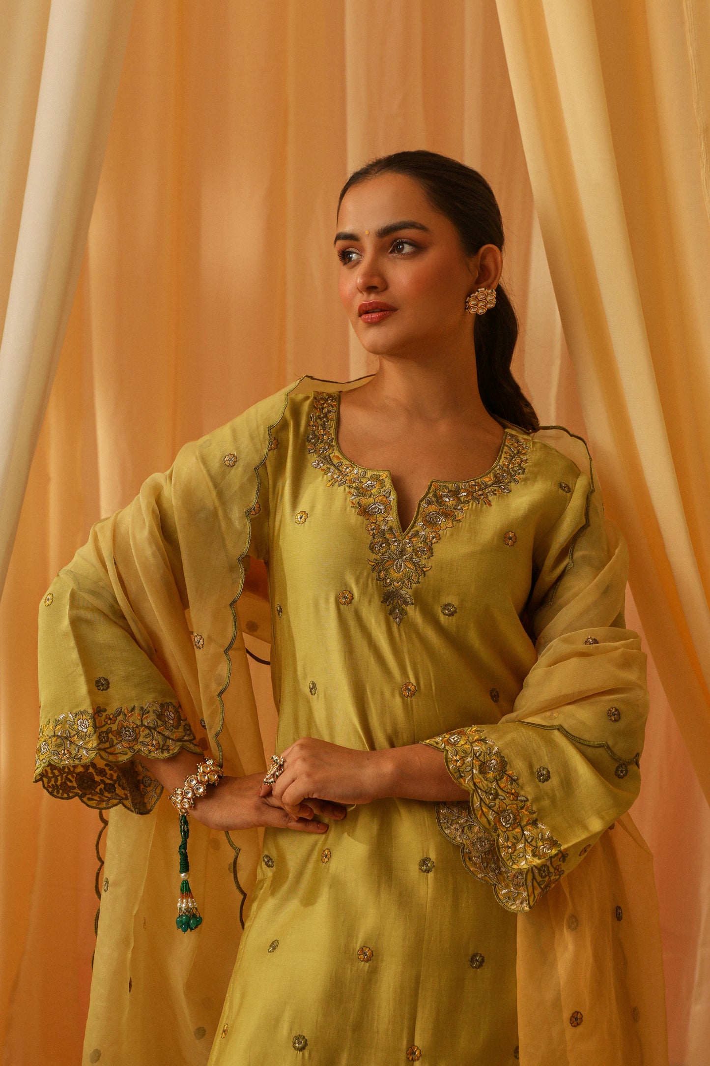 Danika Goyal in ROOP - Yellow Chanderi Suit Set