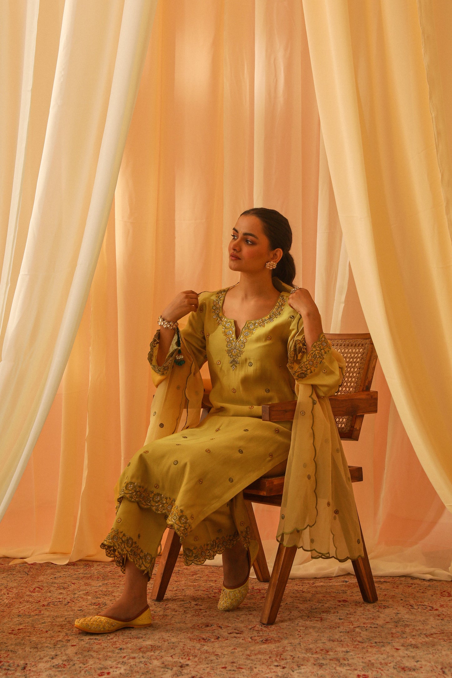 Danika Goyal in ROOP - Yellow Chanderi Suit Set