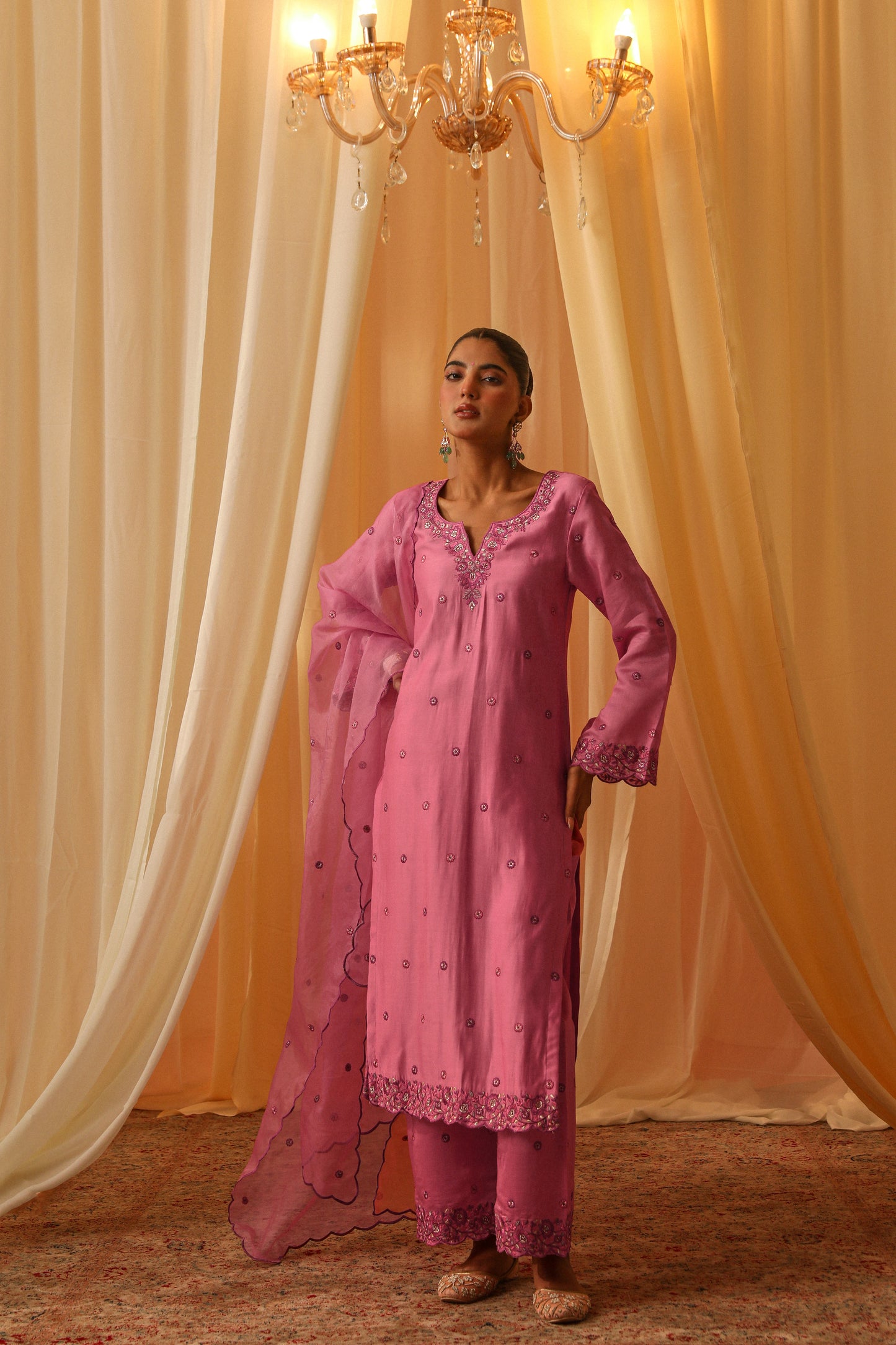 Shireen Mirza in GULHAR - Pink Chanderi Suit Set
