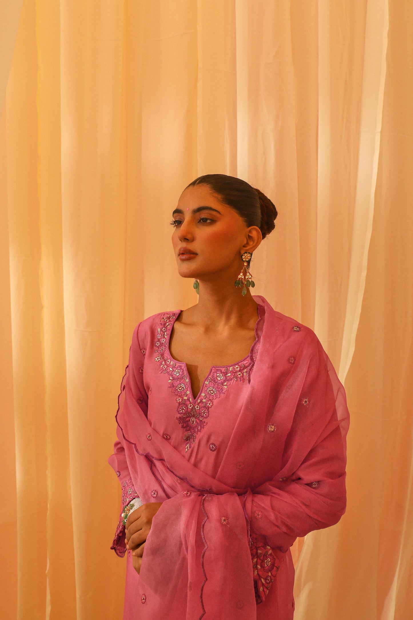 Shireen Mirza in GULHAR - Pink Chanderi Suit Set