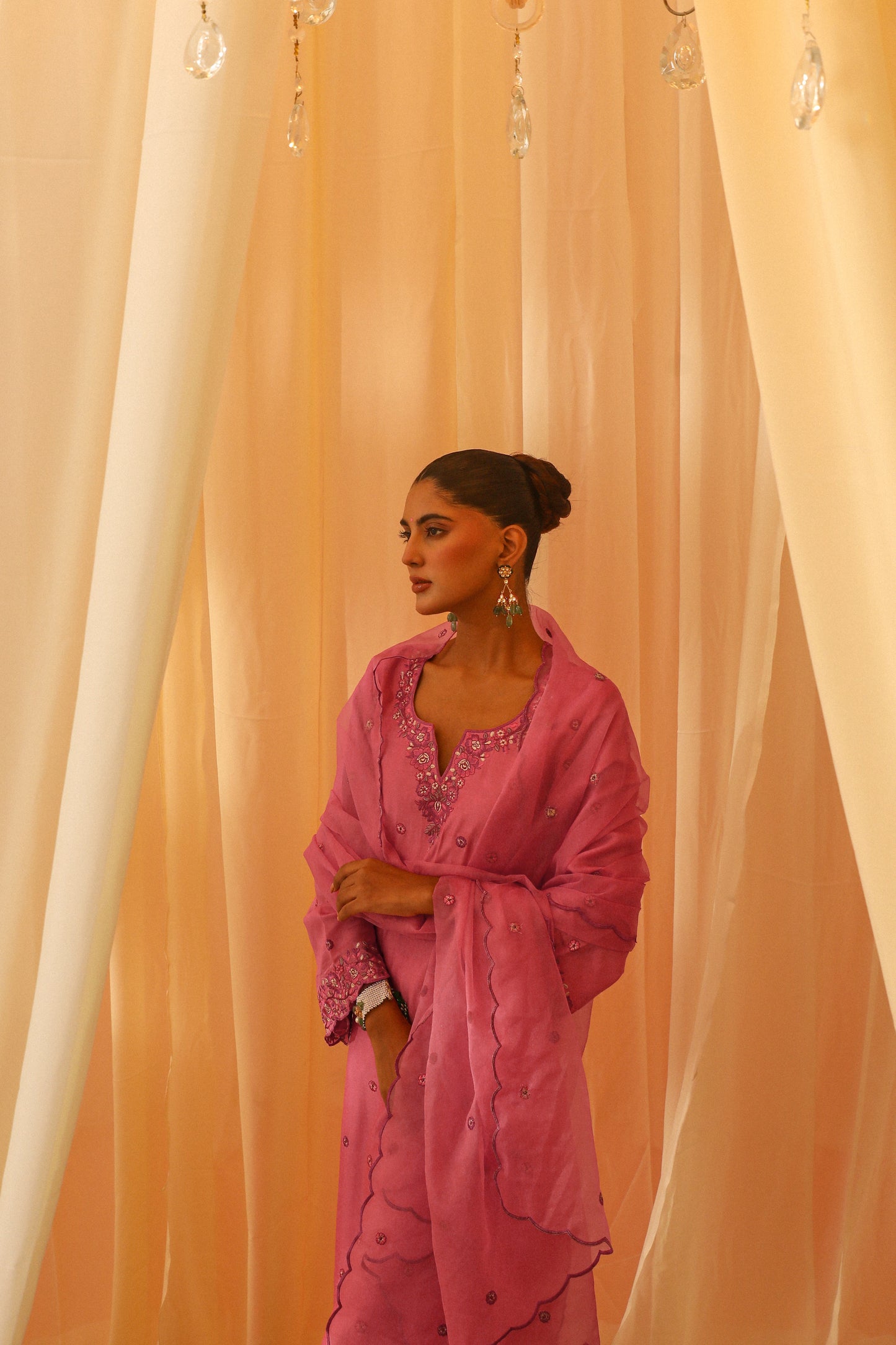 Shireen Mirza in GULHAR - Pink Chanderi Suit Set