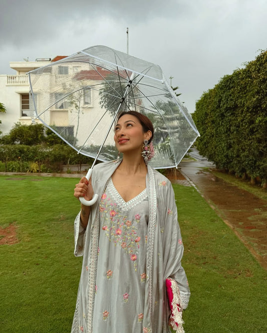 Isha Borah (@ishaborah) CHHAYA - Grey Cotton Suit Set