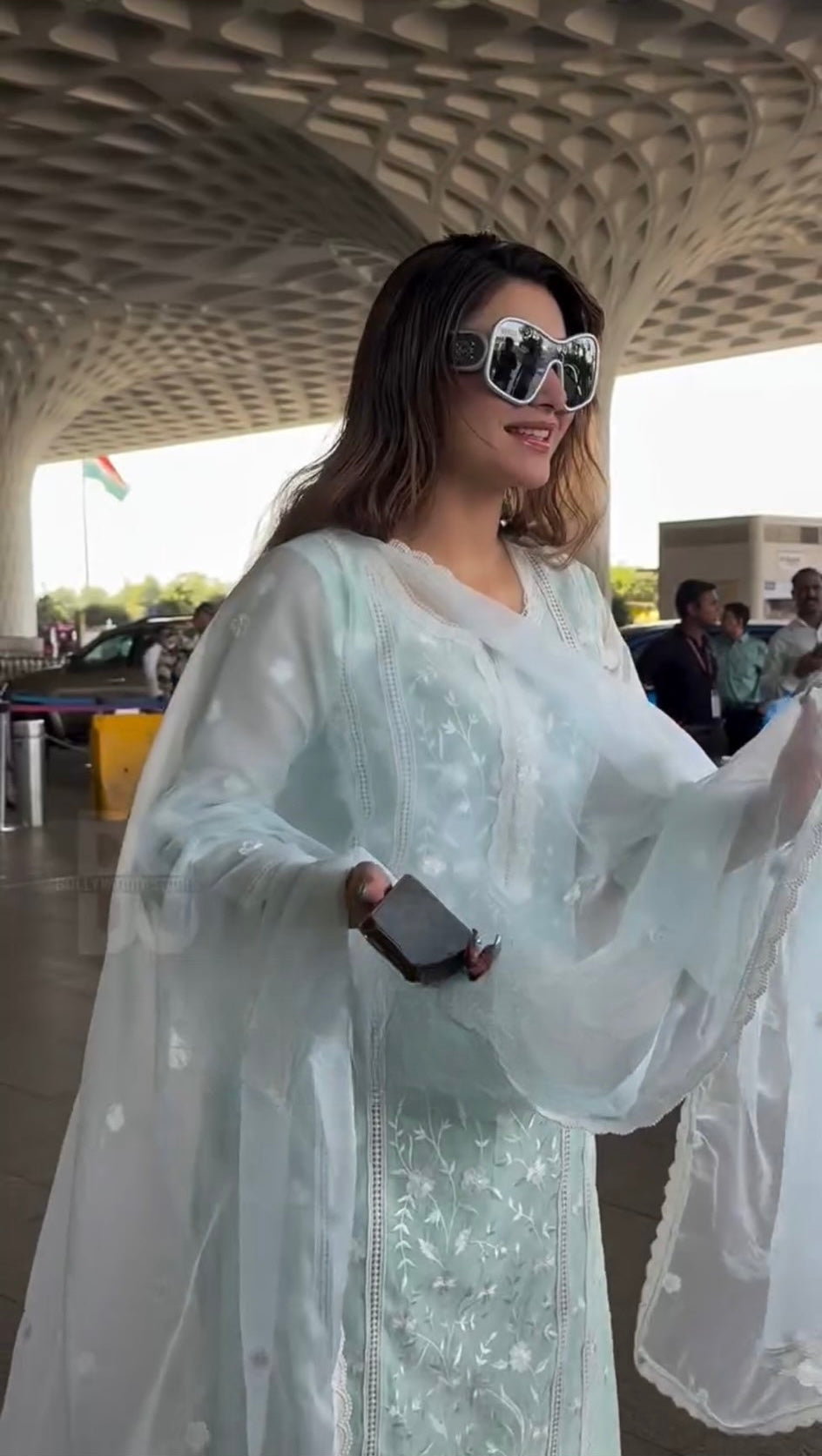 Urvashi Rautela in Gulbahar - Mint Green Embroidered Suit Set.