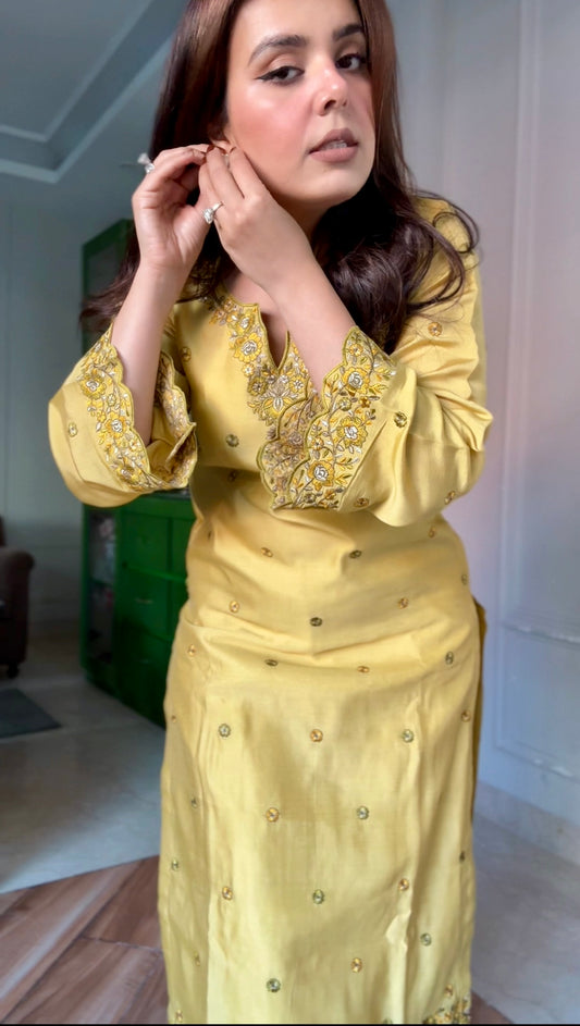 Danika Goyal in ROOP - Yellow Chanderi Suit Set