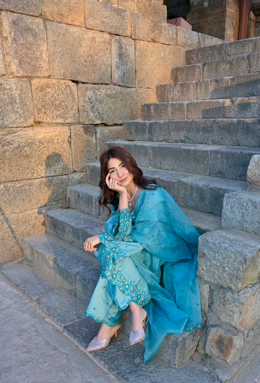 Shivani Kapoor in ZIYA -  Blue Chanderi Suit Set