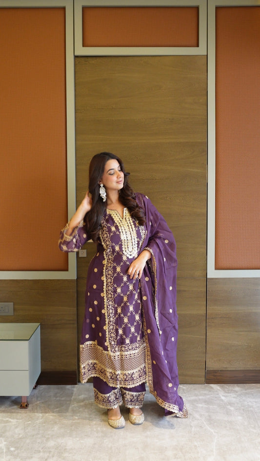 Pallavi Kakkar in IRA - Purple Organza A-line Suit Set
