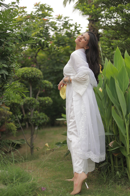 Dhirti Mehra in Juhi - Egg White Embroidered Suit Set