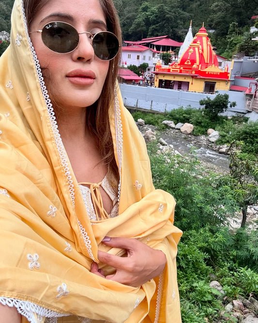 Leena Bhushan (@facestoriesbyleenabhusan) in KIRAN - Yellow Cotton Suit Set