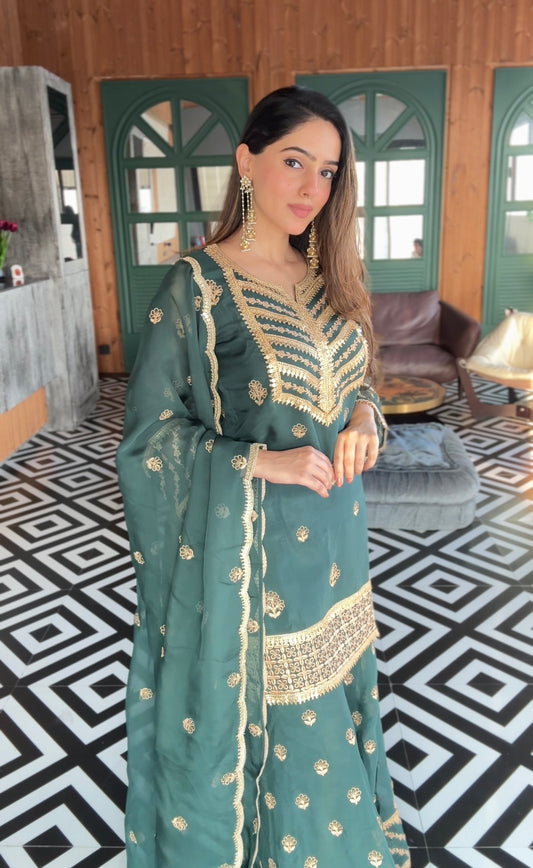 Amita Singh (@amitasinghh) VANI - Green Organza Sharara Set