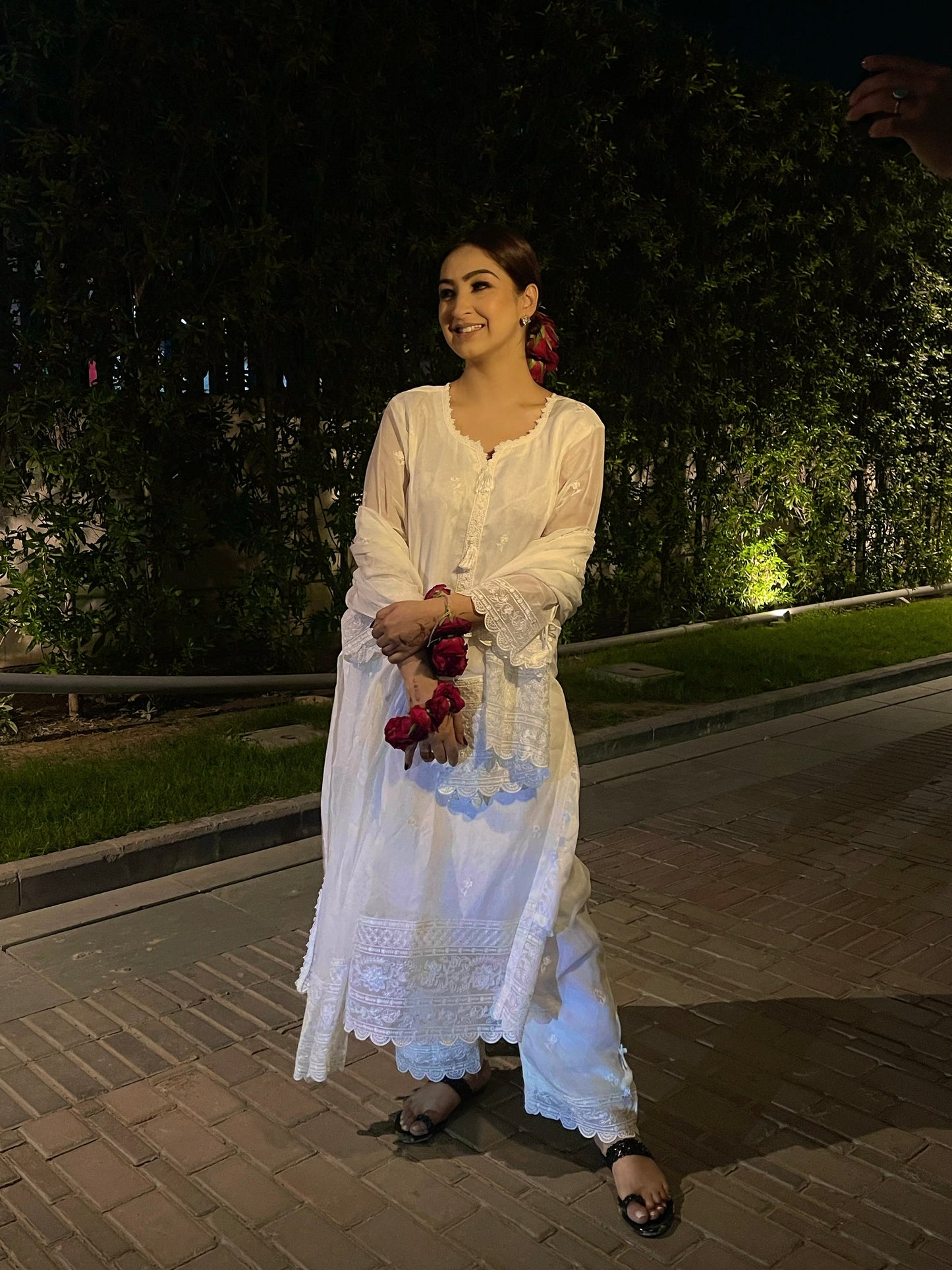 Anmol Bhatia in Aseem Ivory White Embroidered Straight Suit Set