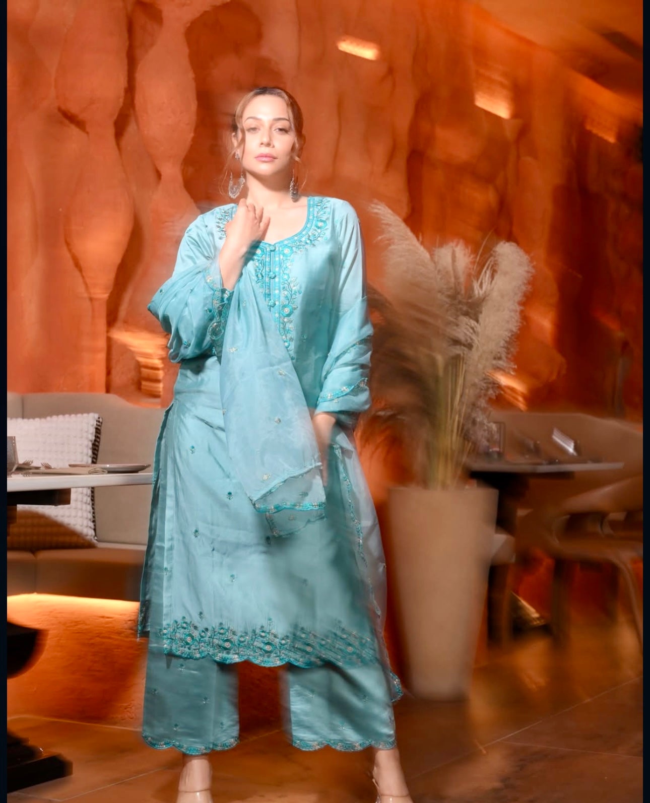 Madhurima Roy in ZIYA - Blue Chanderi Suit Set