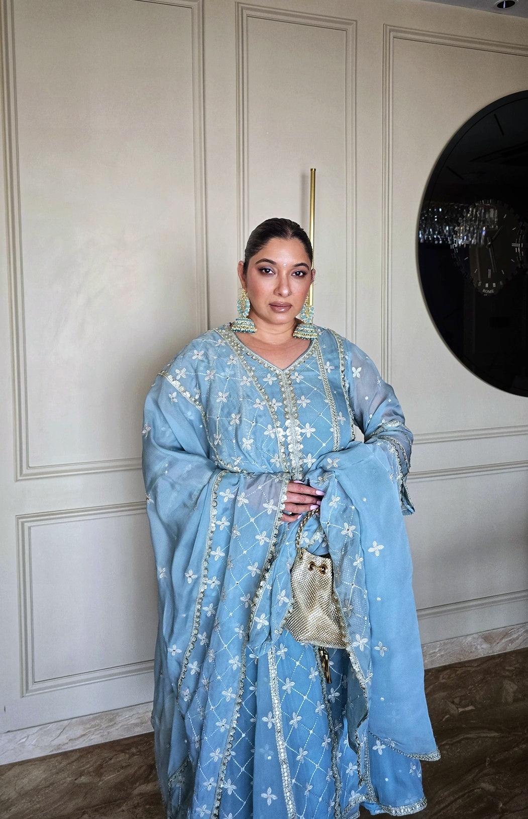 Shonima Kaul in Jashan - Blue Organza Anarkali Set.