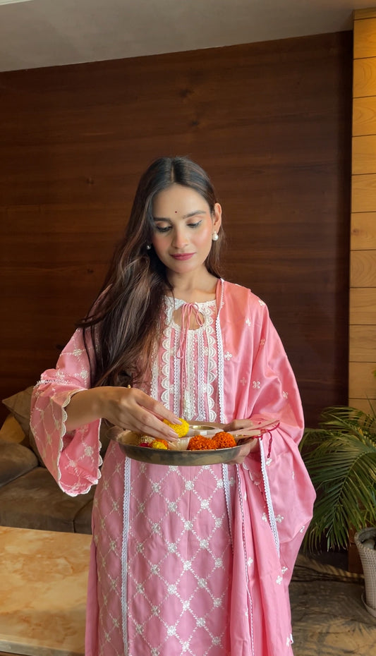 APOORVA SHARMA in AMBER - Pink Cotton Suit Set