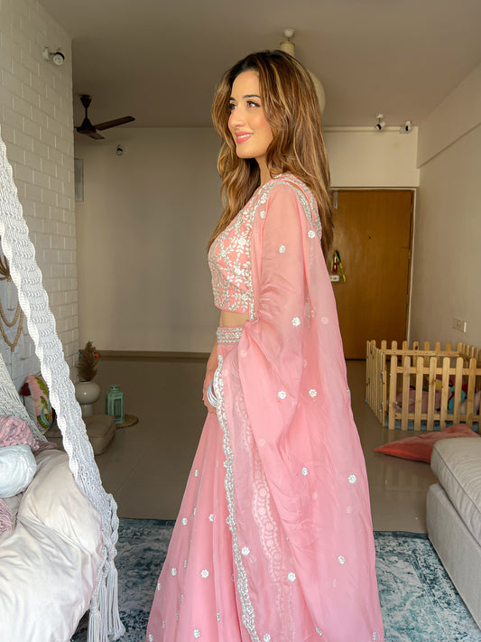Uditi Singh in Heera - Pink Organza Lehenga Set.