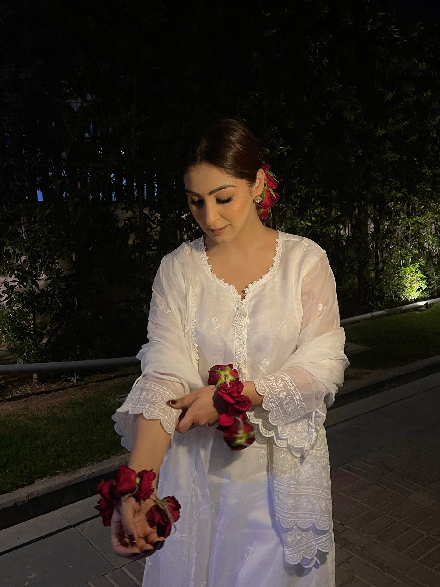 Anmol Bhatia in Aseem Ivory White Embroidered Straight Suit Set