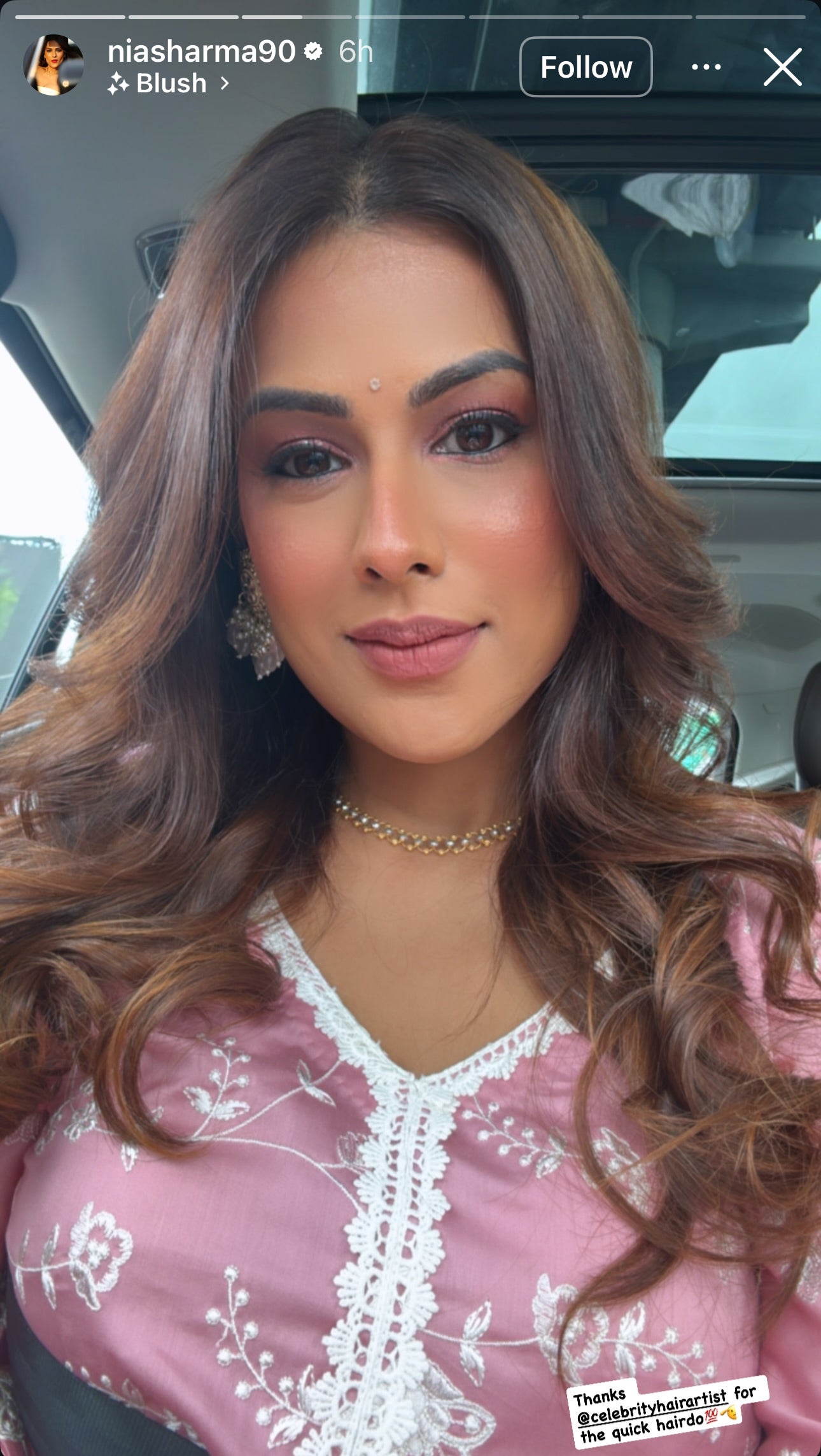 Nia Sharma in VAYU - Pink Cotton Suit Set