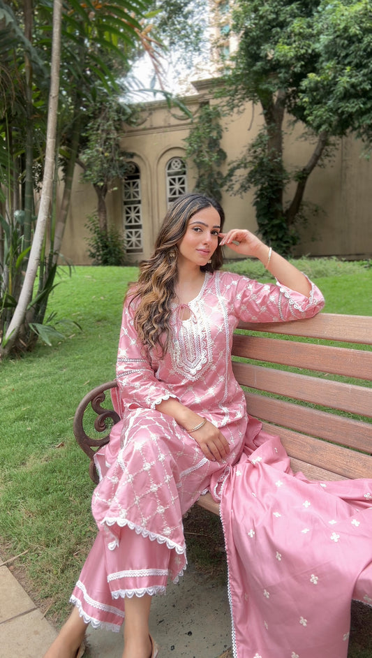 Amita Singh in AMBER - Pink Cotton Suit Set