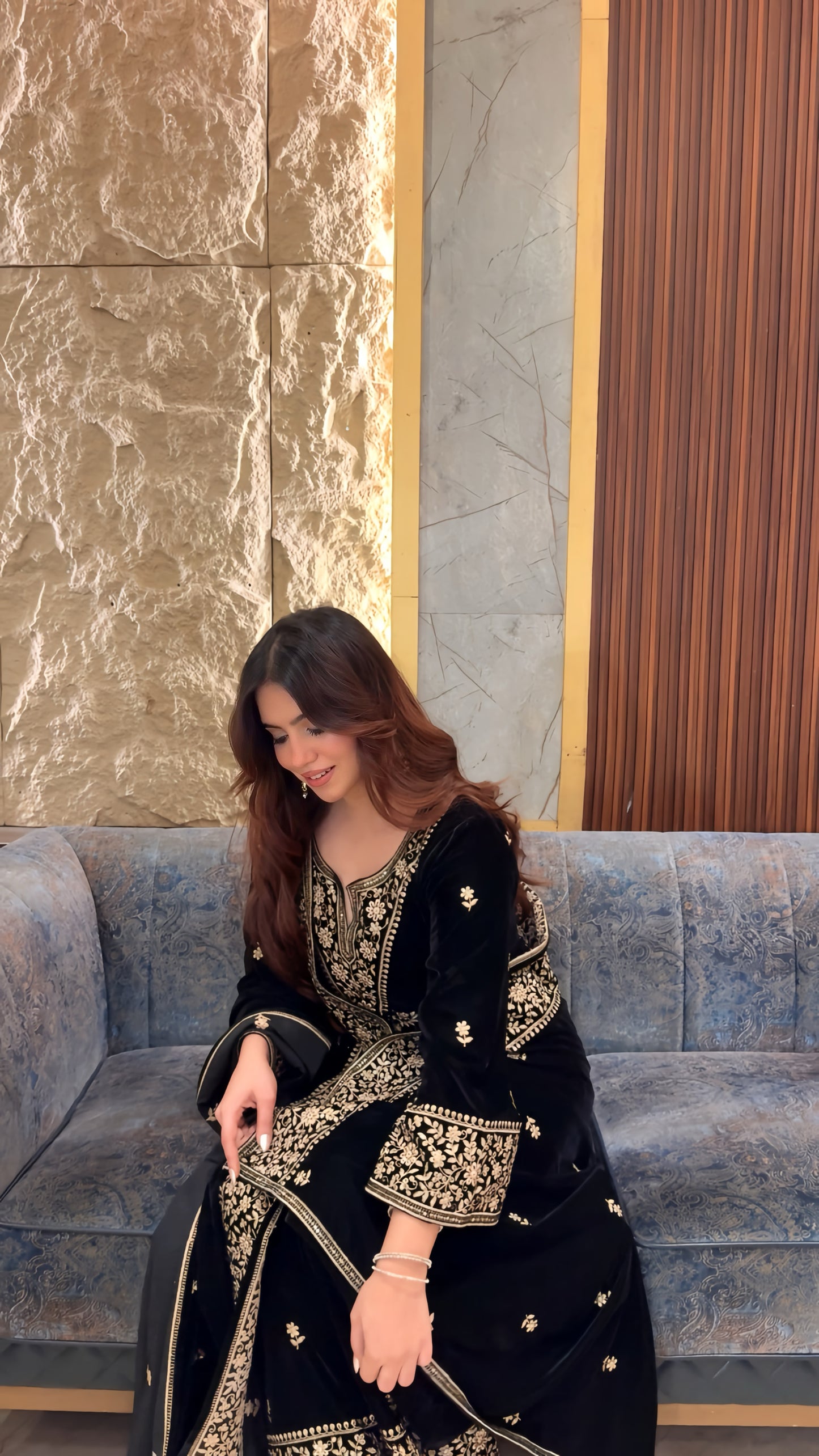 Akanksha Upneja in RAAG - Velvet Black Straight Suit Set