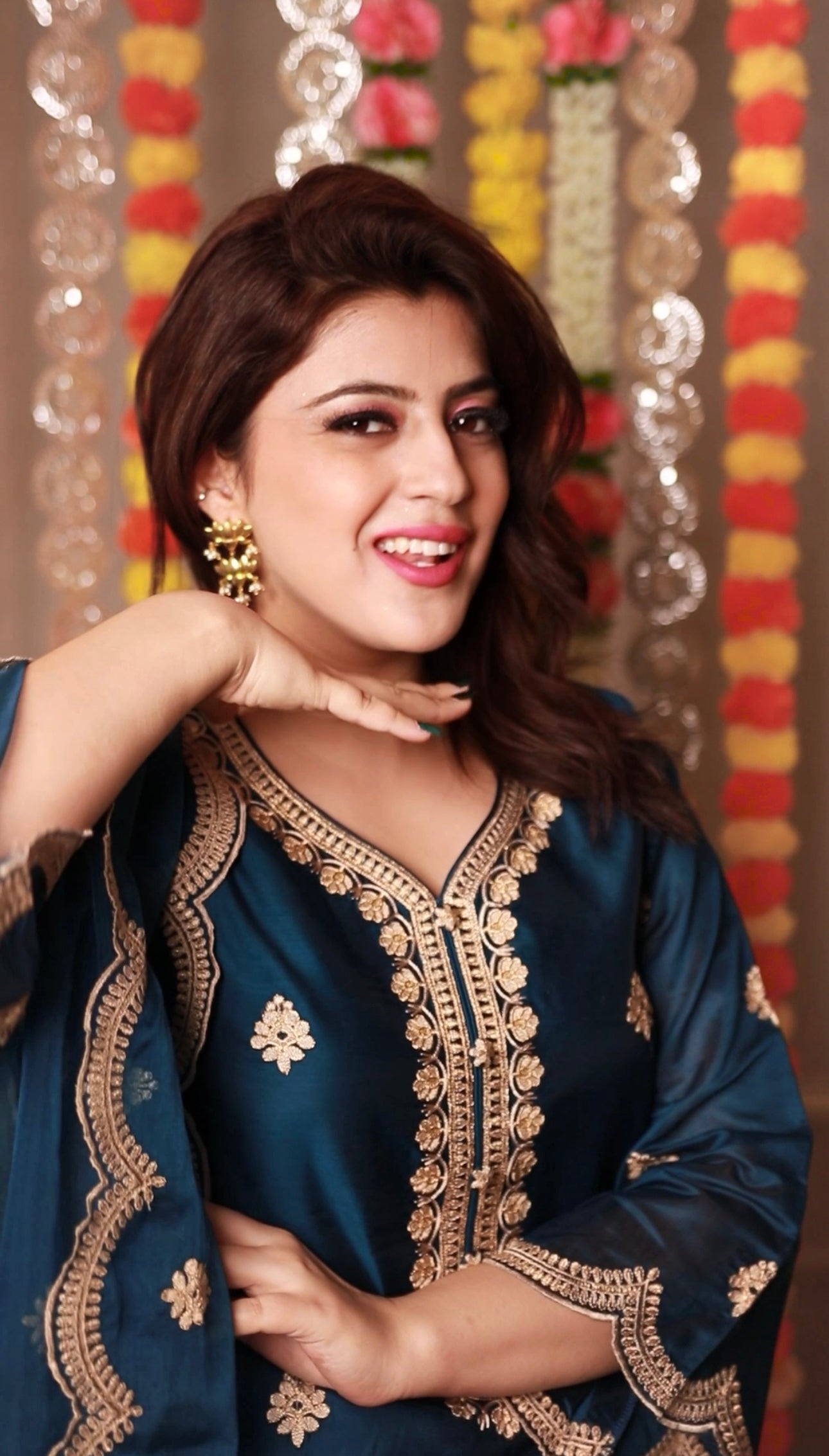 Saloni Sehra in Gul- Blue Embroidered Chanderi Suit Set