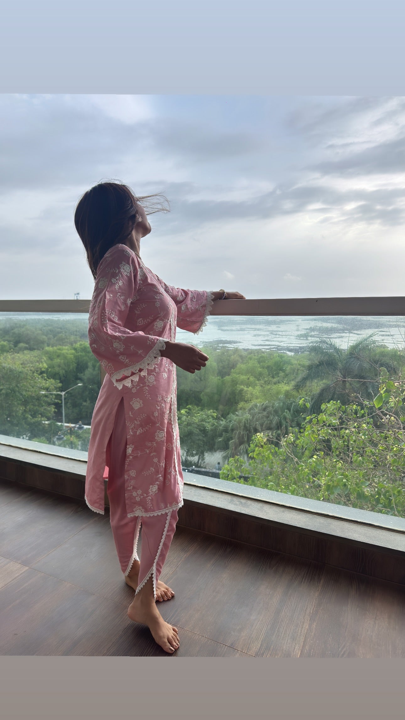 Nia Sharma in VAYU - Pink Cotton Suit Set