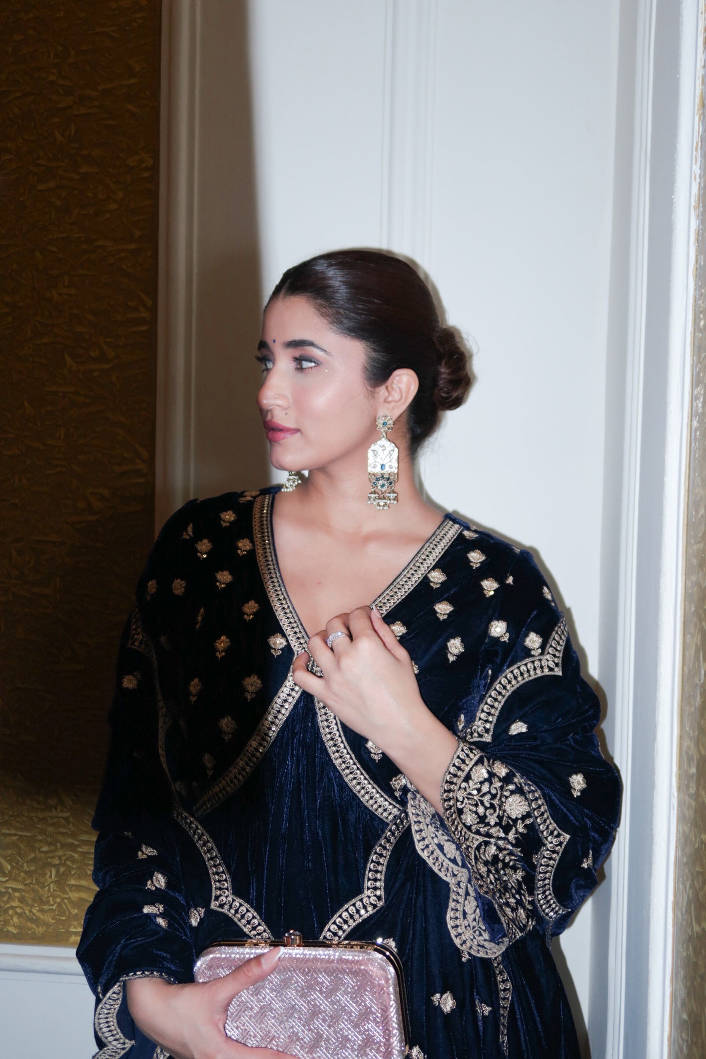 ISHA CHAWLA In SUR - Velvet Blue Anarkali Set