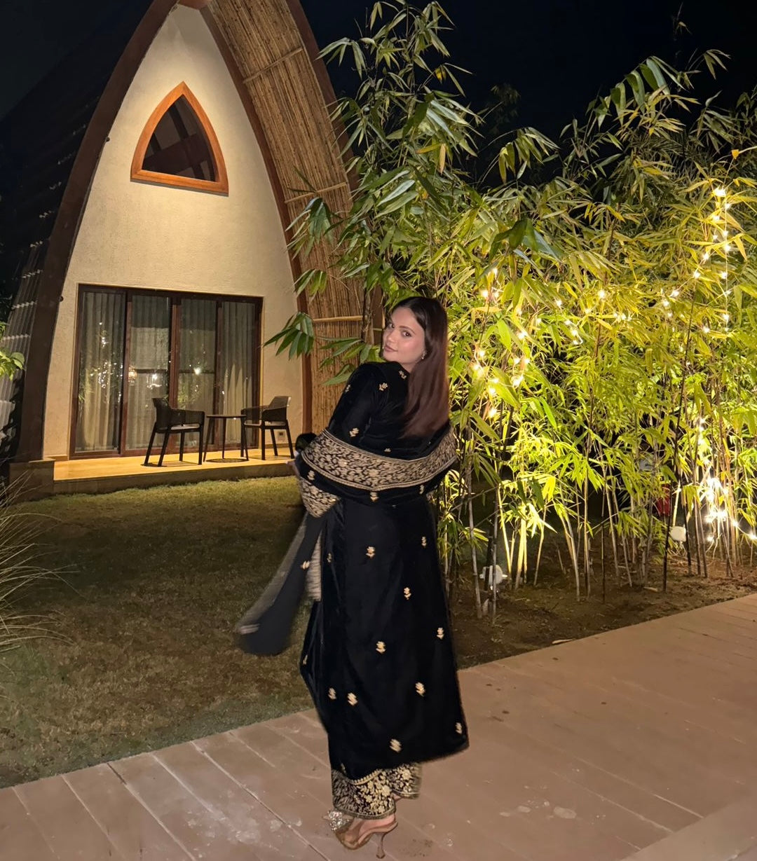 Mridul Tripathi in RAAG - Velvet Black Straight Suit Set