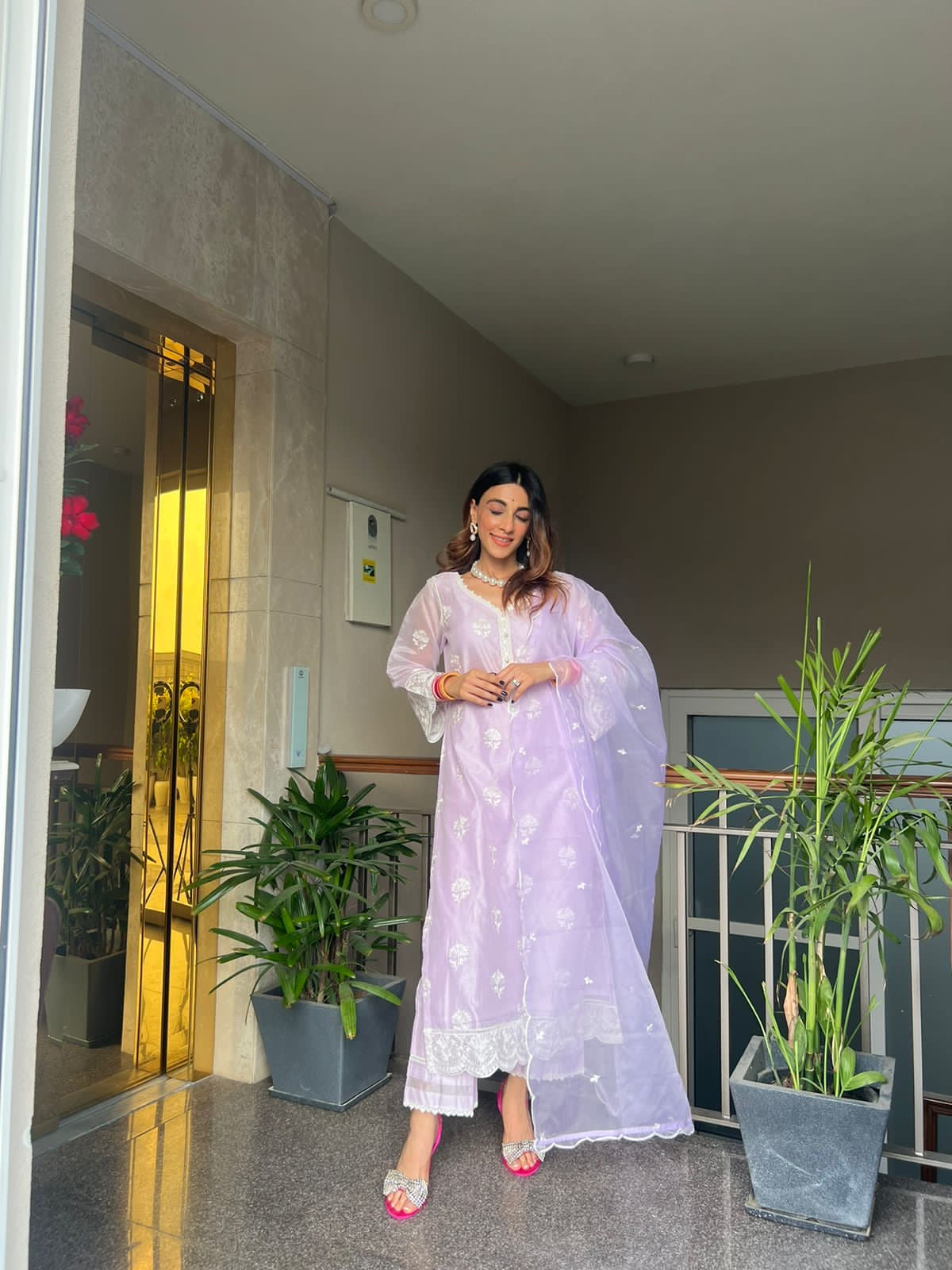 Mehak Jain in Gul - Lavender Embroidered Suit Set