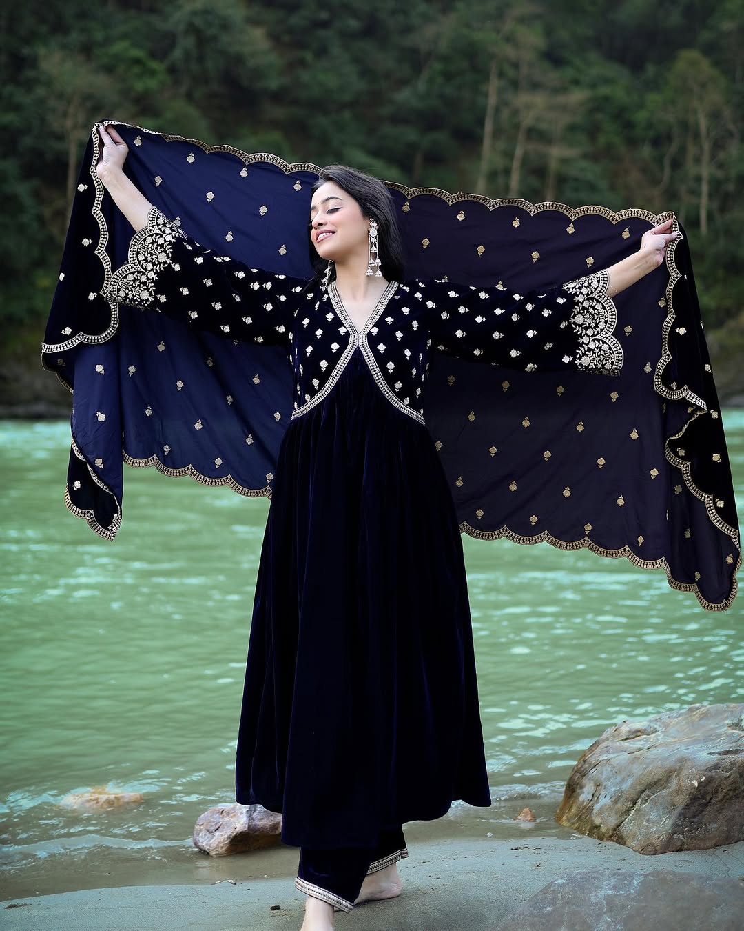 Kashika Sisodia in SUR - Velvet Blue Anarkali Set