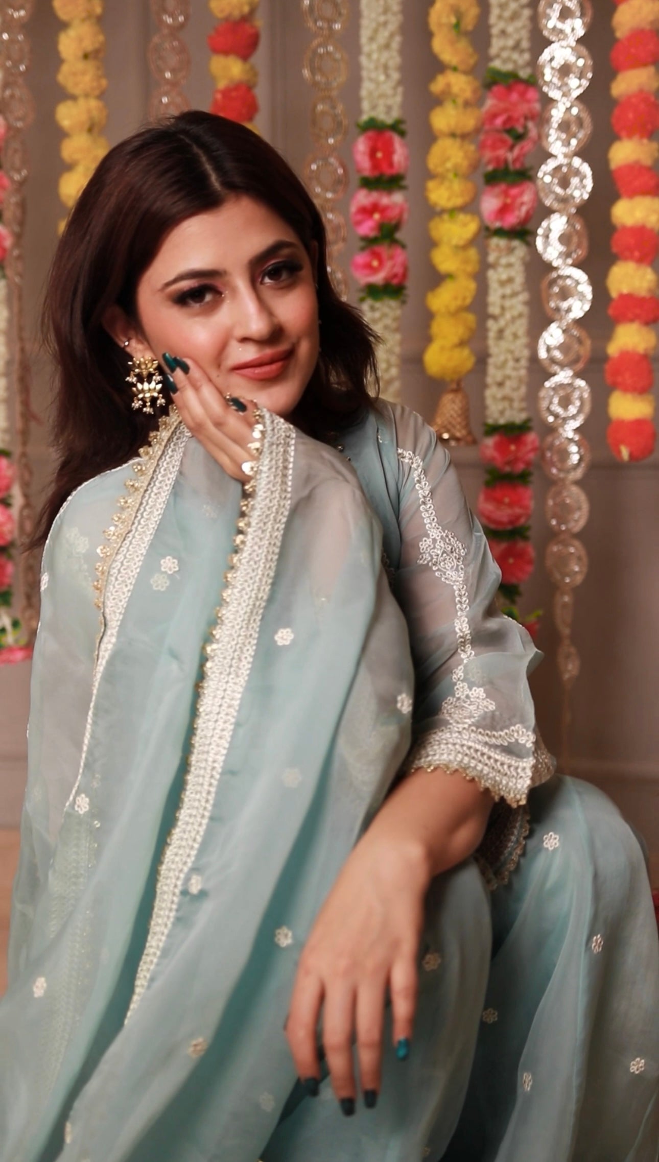 Saloni Sehra in Chandani - Blue Organza Sharara Set.