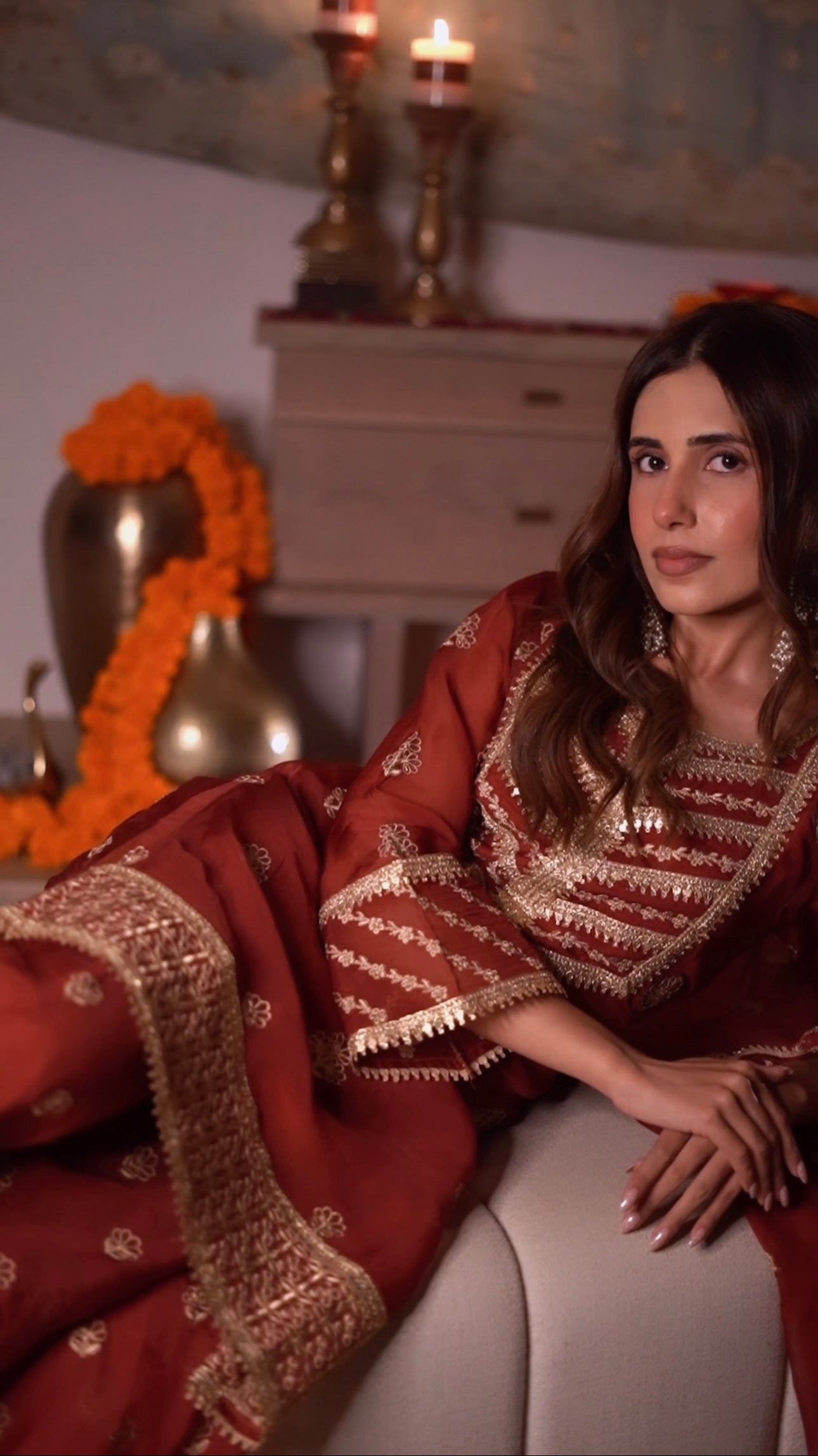 Kriti Singh in SIYAH - Rust Organza Sharara Set