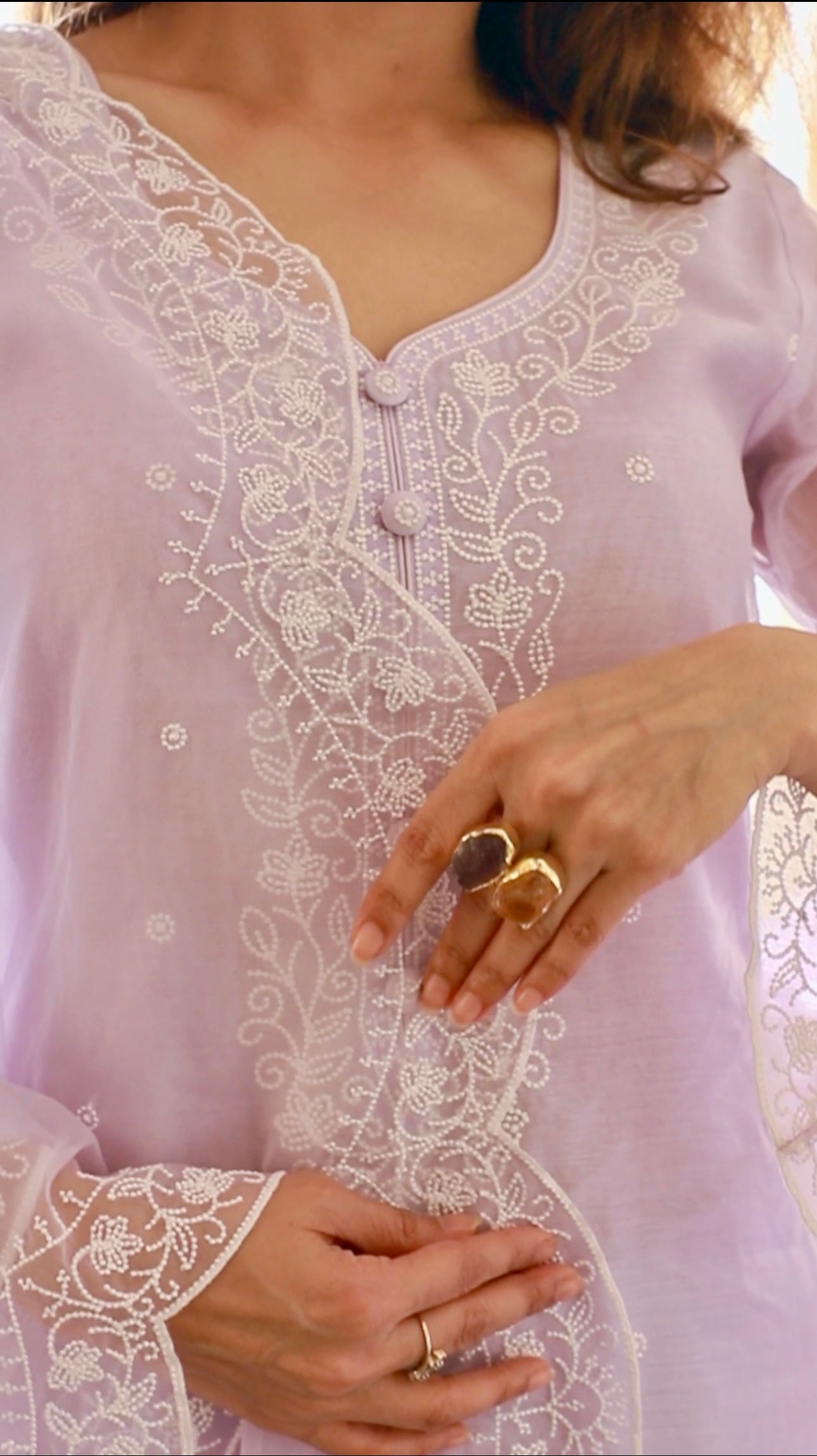Arushi Nishank in Kesar - Lavender Embroidered Suit Set.