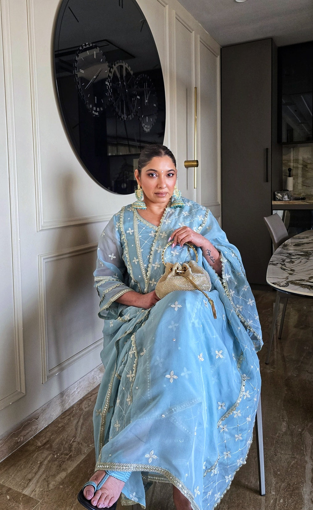 Shonima Kaul in Jashan - Blue Organza Anarkali Set.