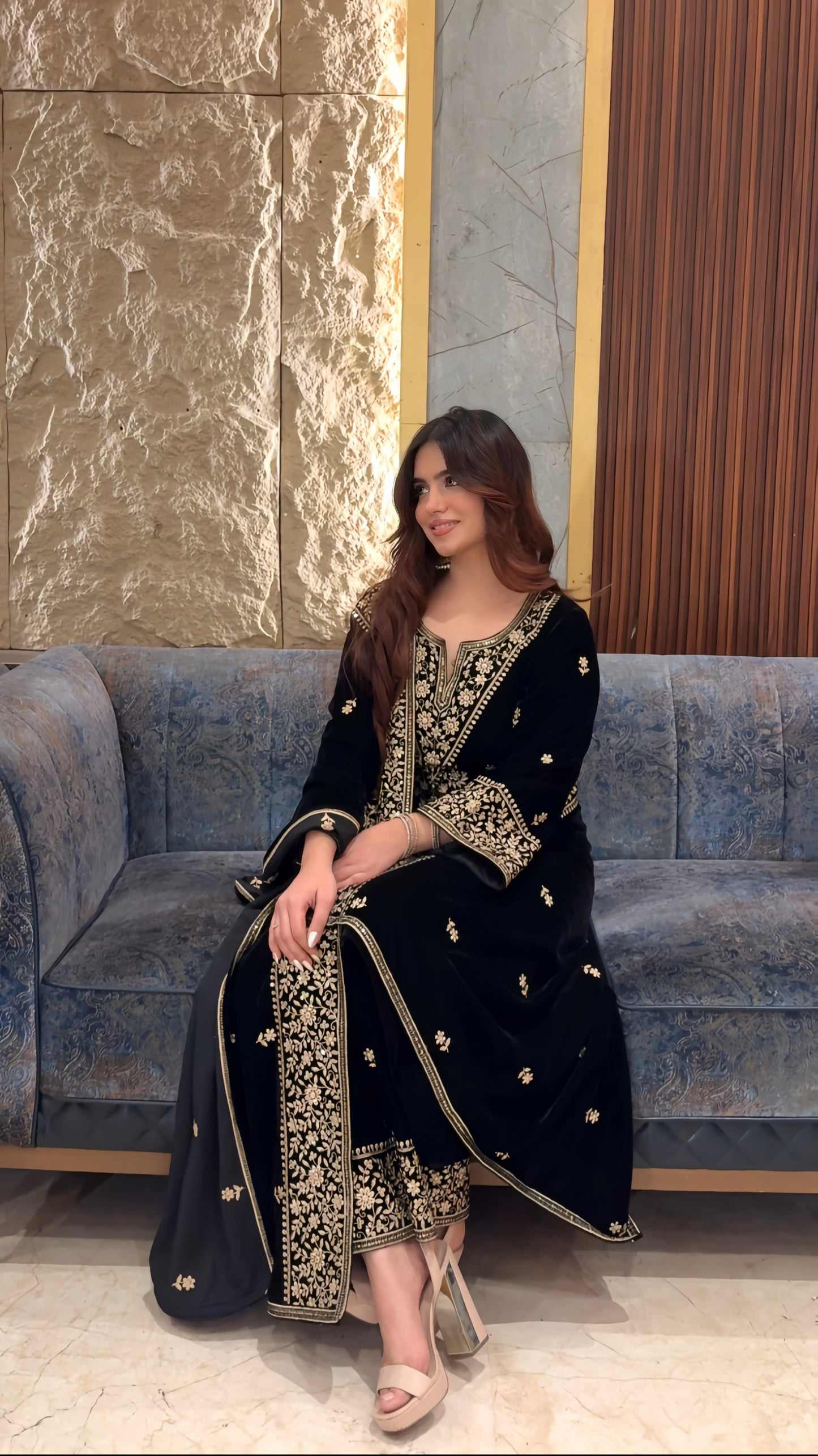 Akanksha Upneja in RAAG - Velvet Black Straight Suit Set