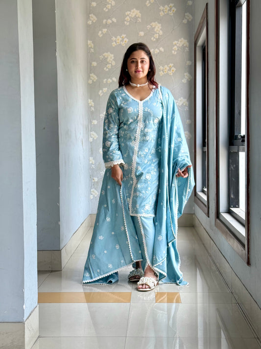 Rashmi Desai in LEHER - Blue Cotton Suit Set