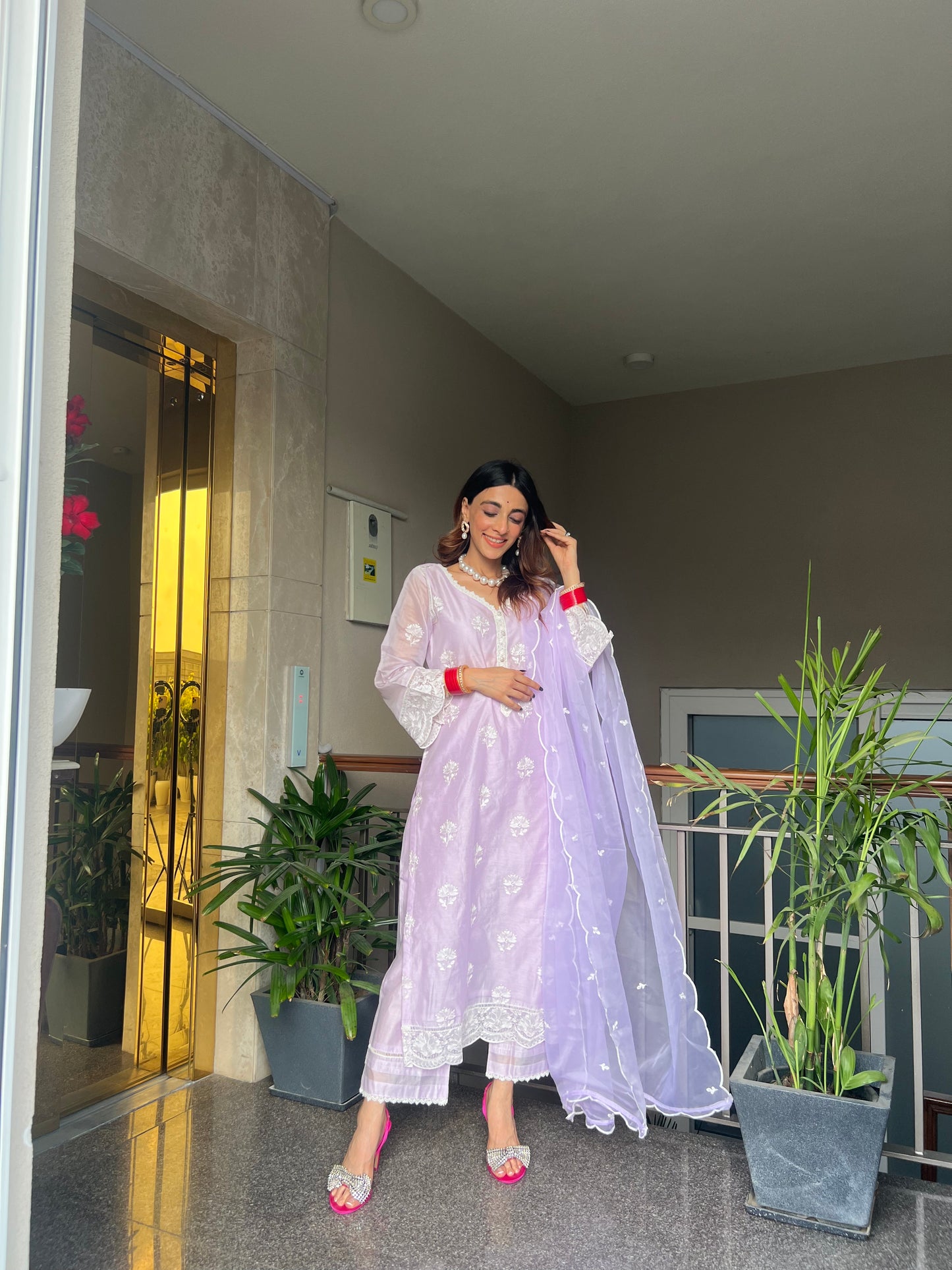 Mehak Jain in Gul - Lavender Embroidered Suit Set