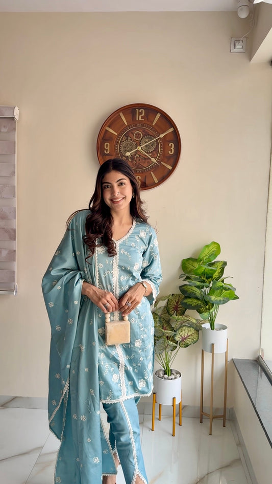 Taniya Atmaramani in LEHER - Blue Cotton Suit Set
