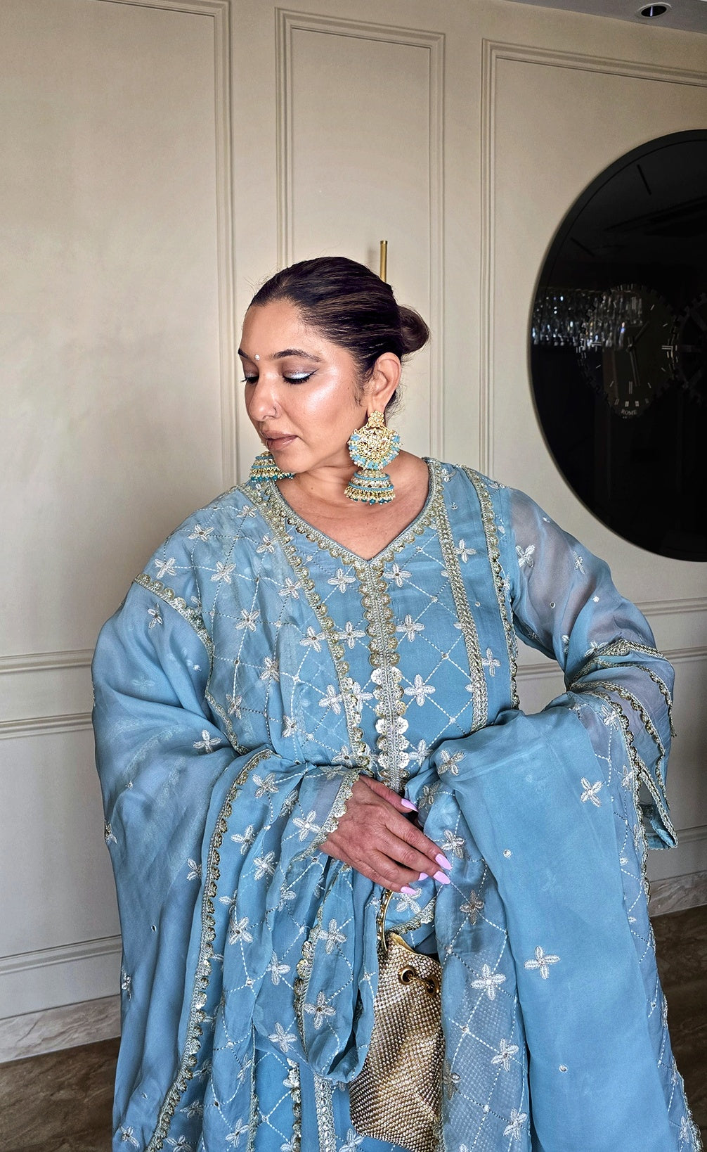 Shonima Kaul in Jashan - Blue Organza Anarkali Set.