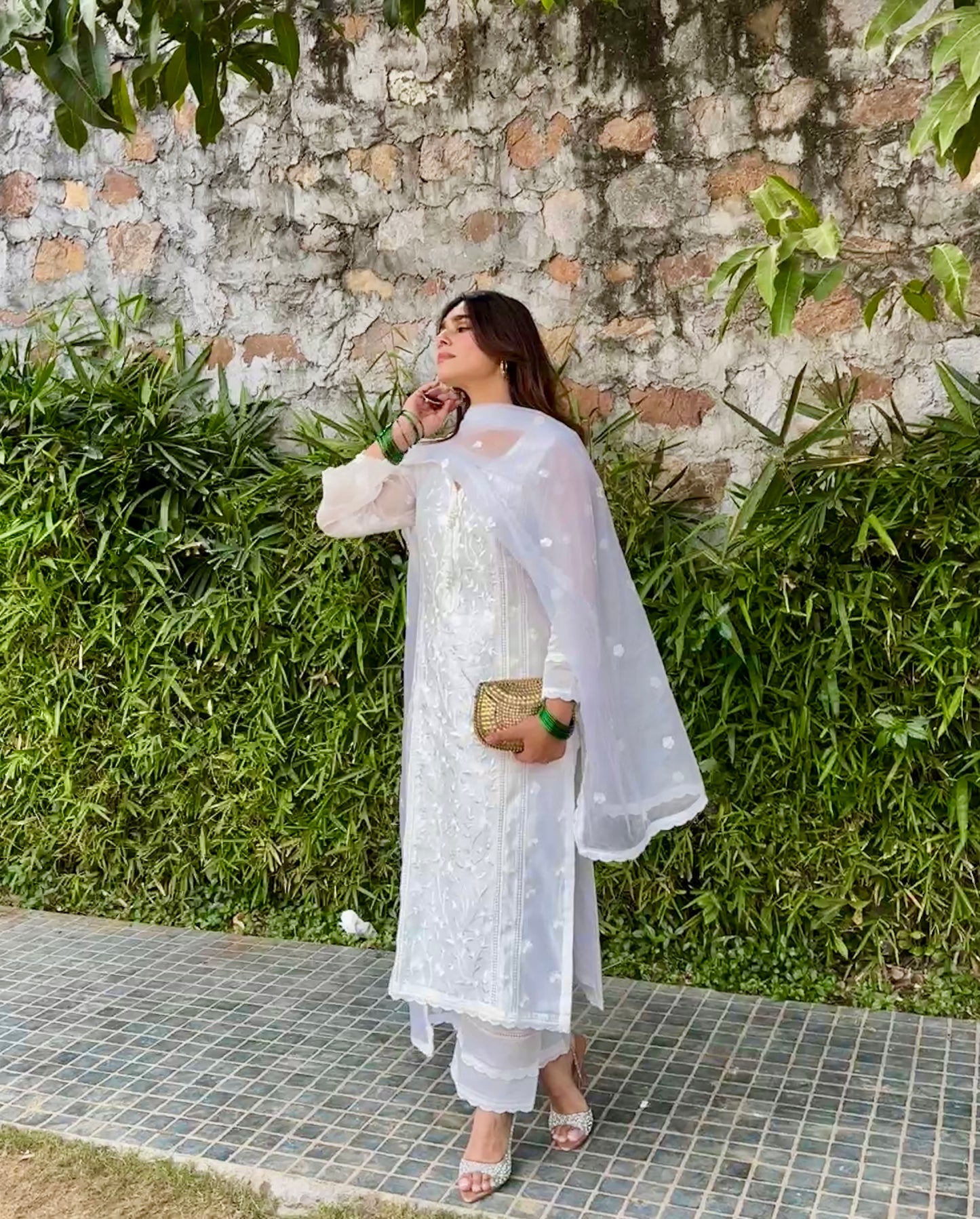 Ishika Bana in Motiya - Egg White Embroidered Suit Set.