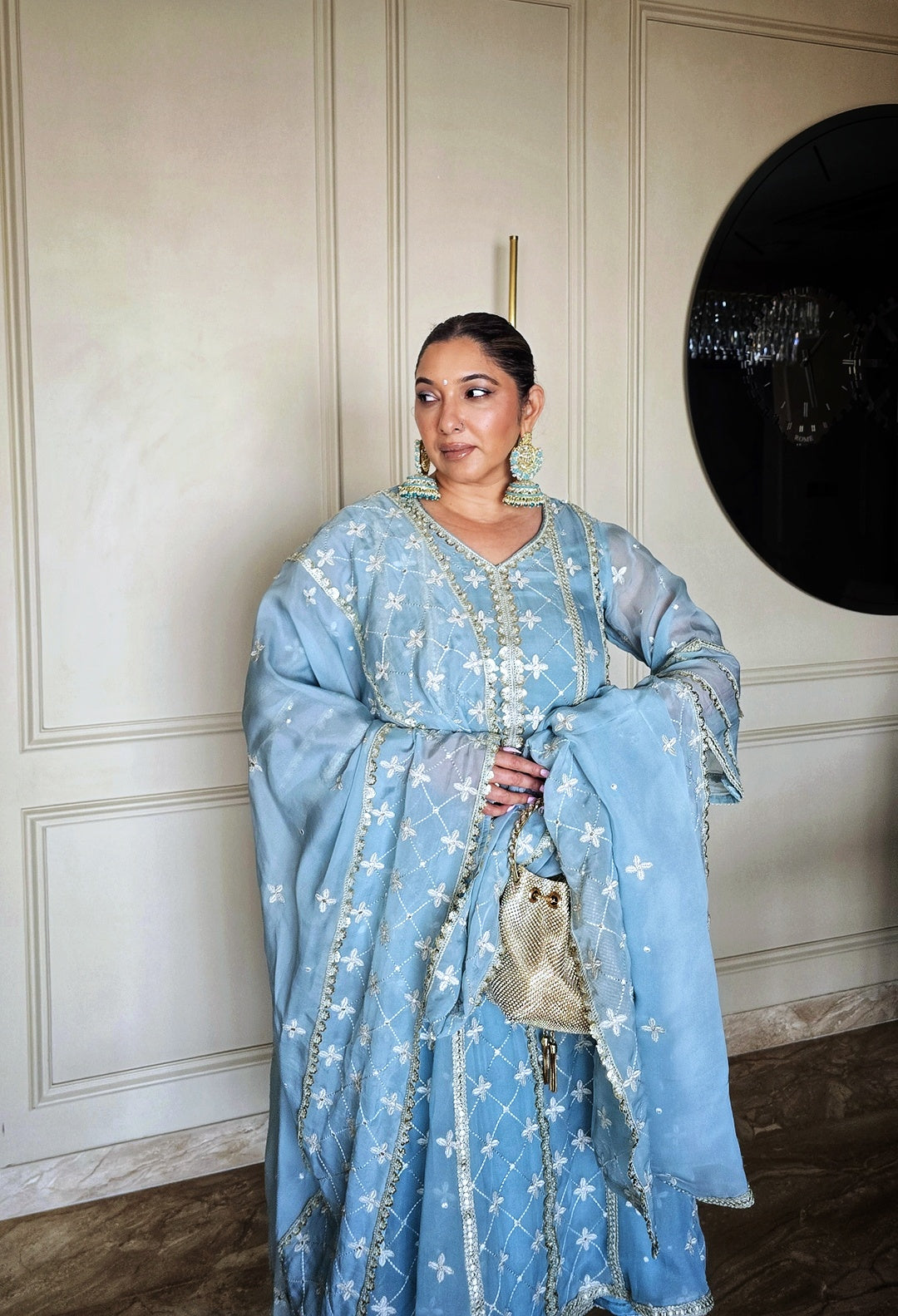 Shonima Kaul in Jashan - Blue Organza Anarkali Set.