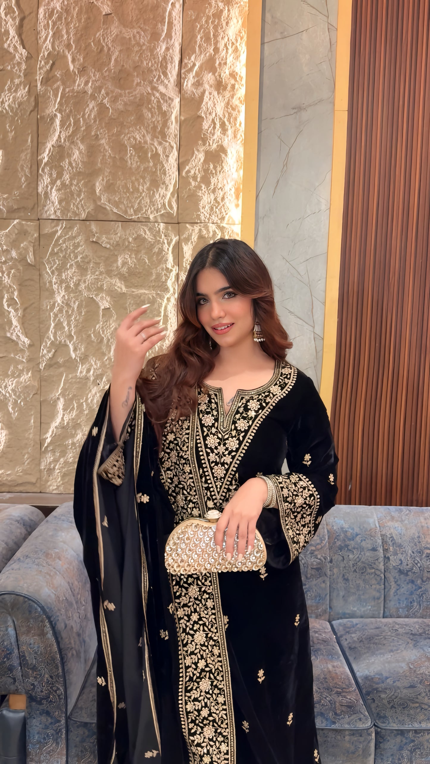 Akanksha Upneja in RAAG - Velvet Black Straight Suit Set