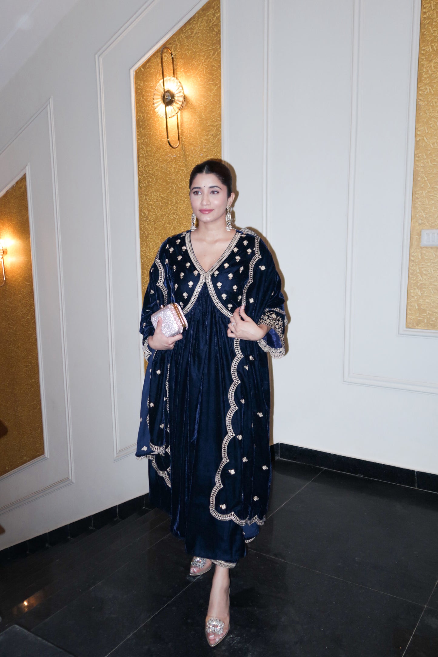 ISHA CHAWLA In SUR - Velvet Blue Anarkali Set
