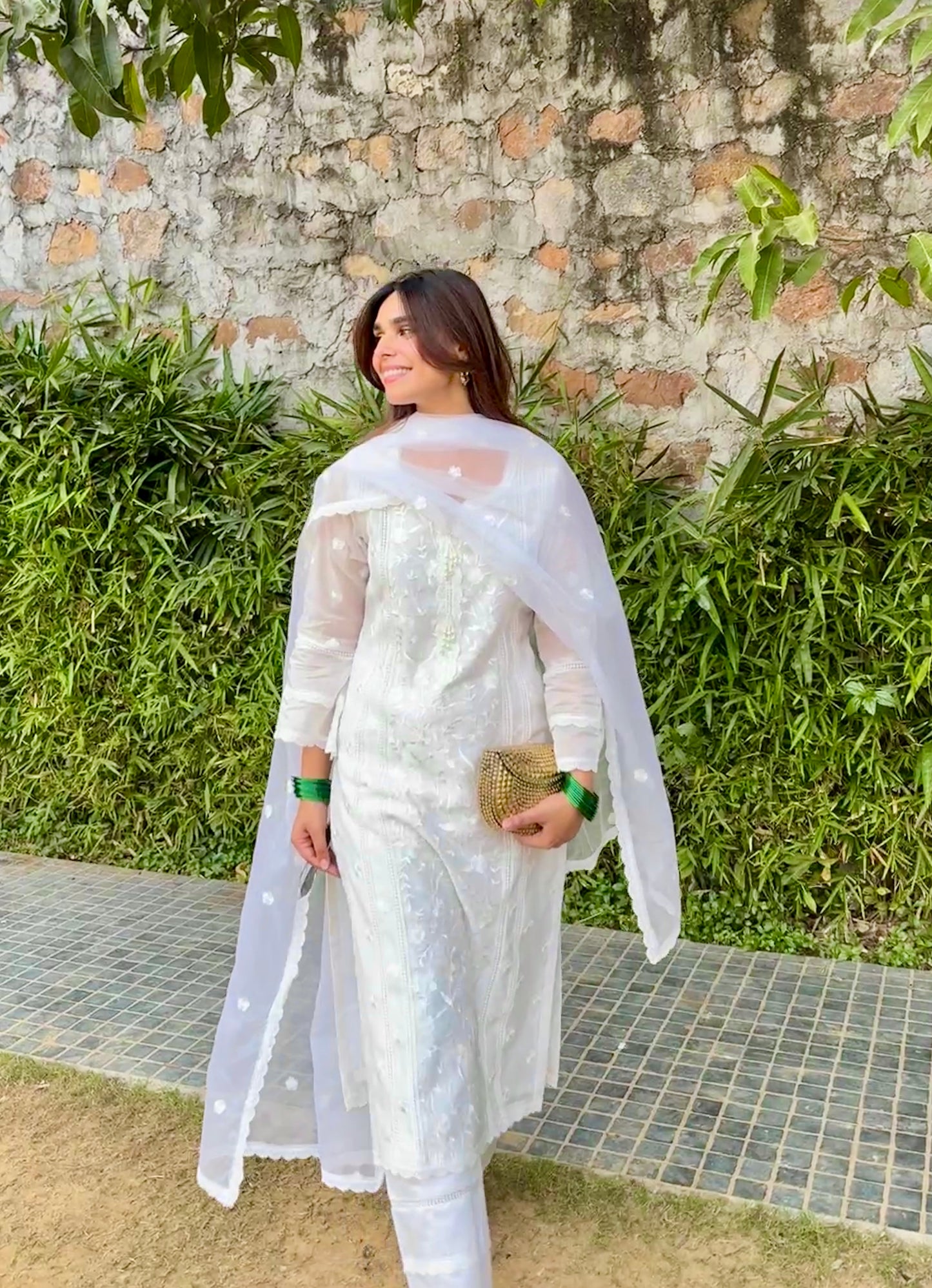 Ishika Bana in Motiya - Egg White Embroidered Suit Set.