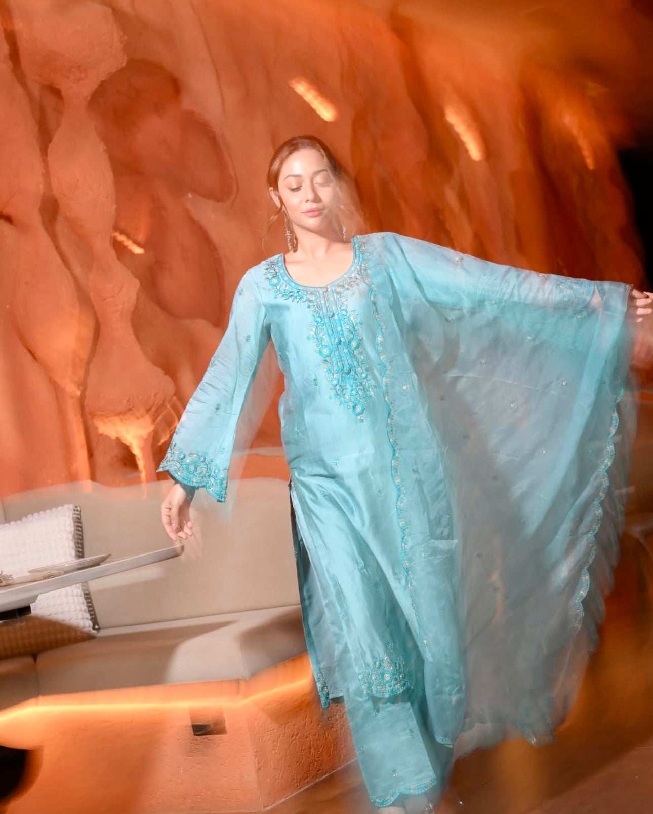 Madhurima Roy in ZIYA - Blue Chanderi Suit Set